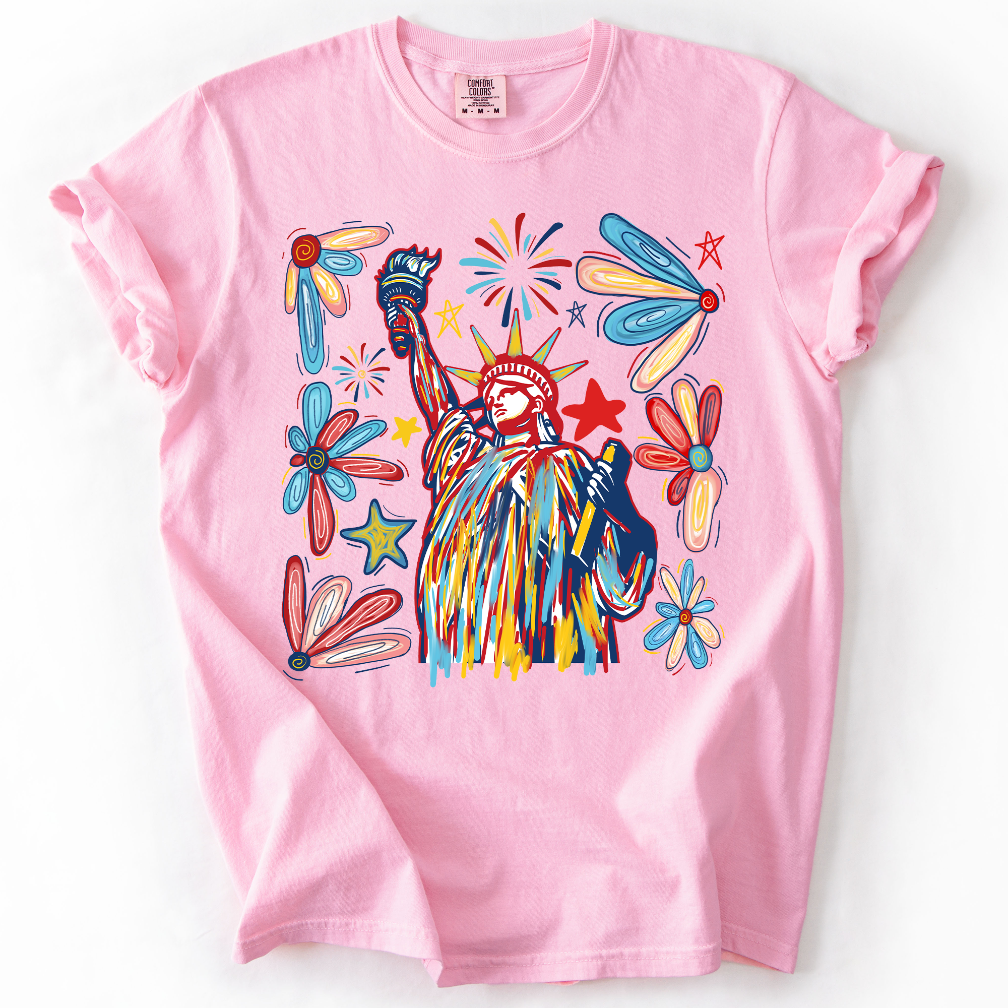Statue Of Liberty, Patriotic, USA, Colorful, America, Fourth Of July, Comfort Colors T-Shirt