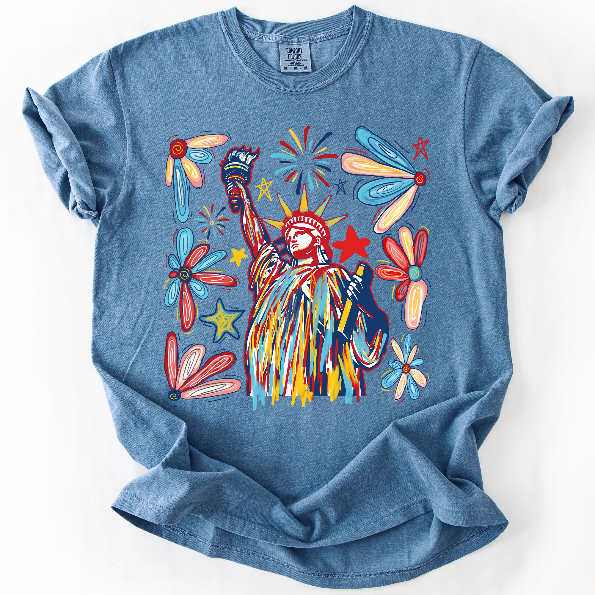Statue Of Liberty, Patriotic, USA, Colorful, America, Fourth Of July, Comfort Colors T-Shirt