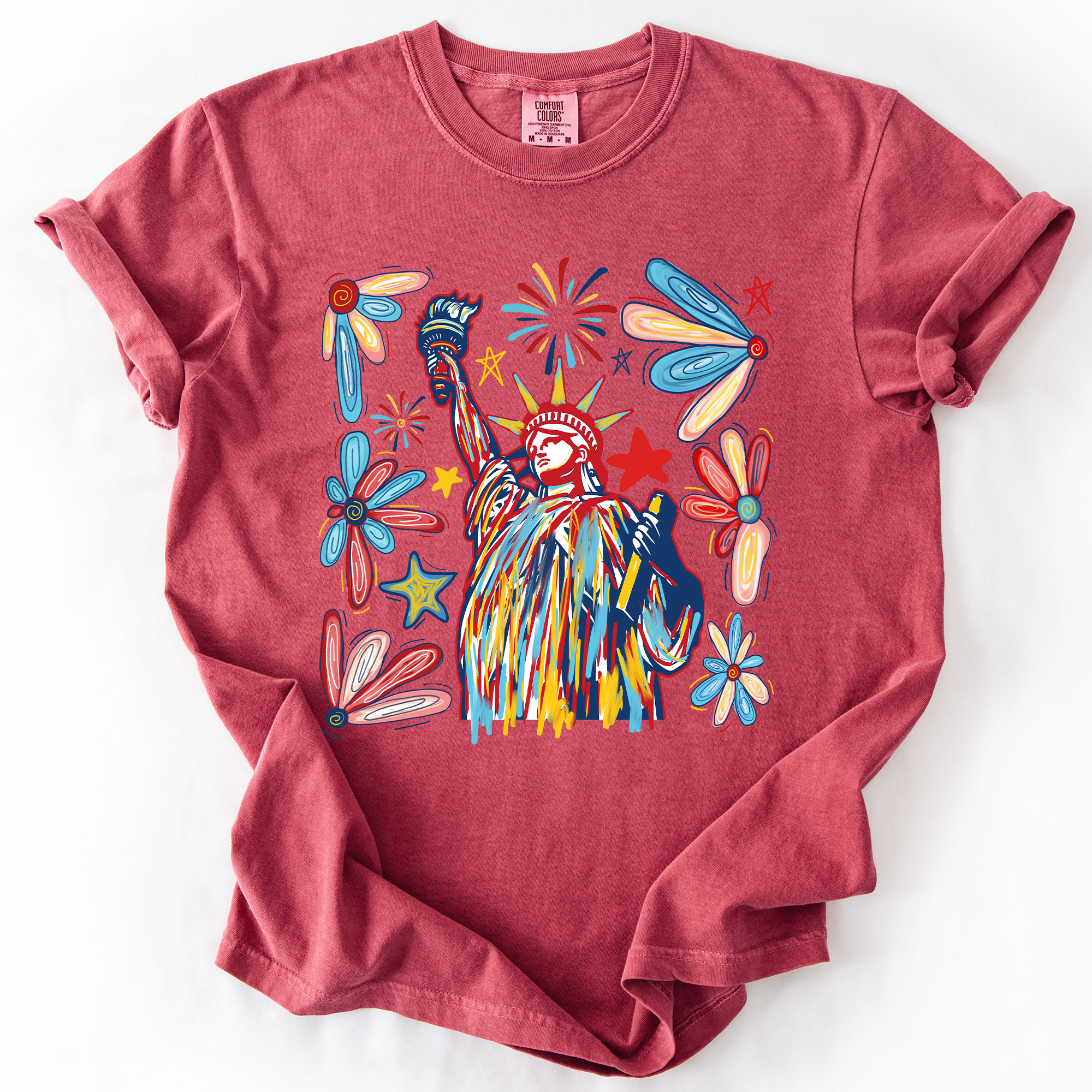 Statue Of Liberty, Patriotic, USA, Colorful, America, Fourth Of July, Comfort Colors T-Shirt
