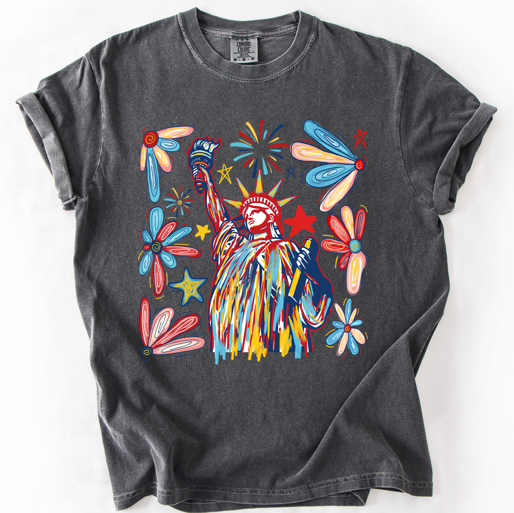 Statue Of Liberty, Patriotic, USA, Colorful, America, Fourth Of July, Comfort Colors T-Shirt