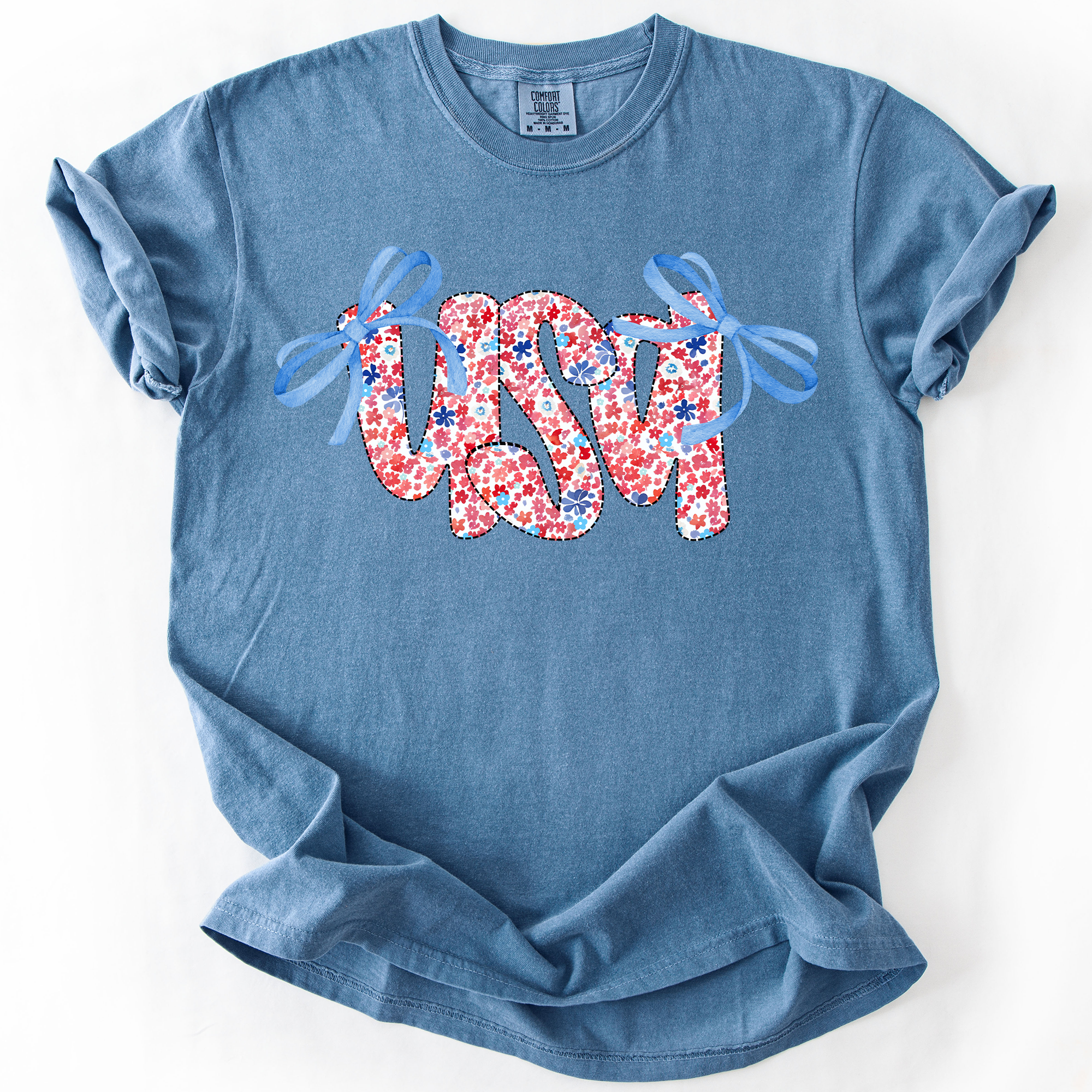 USA Ribbons, Coquette, Fourth of July, America, Patriotic, USA, Comfort Colors T-Shirt