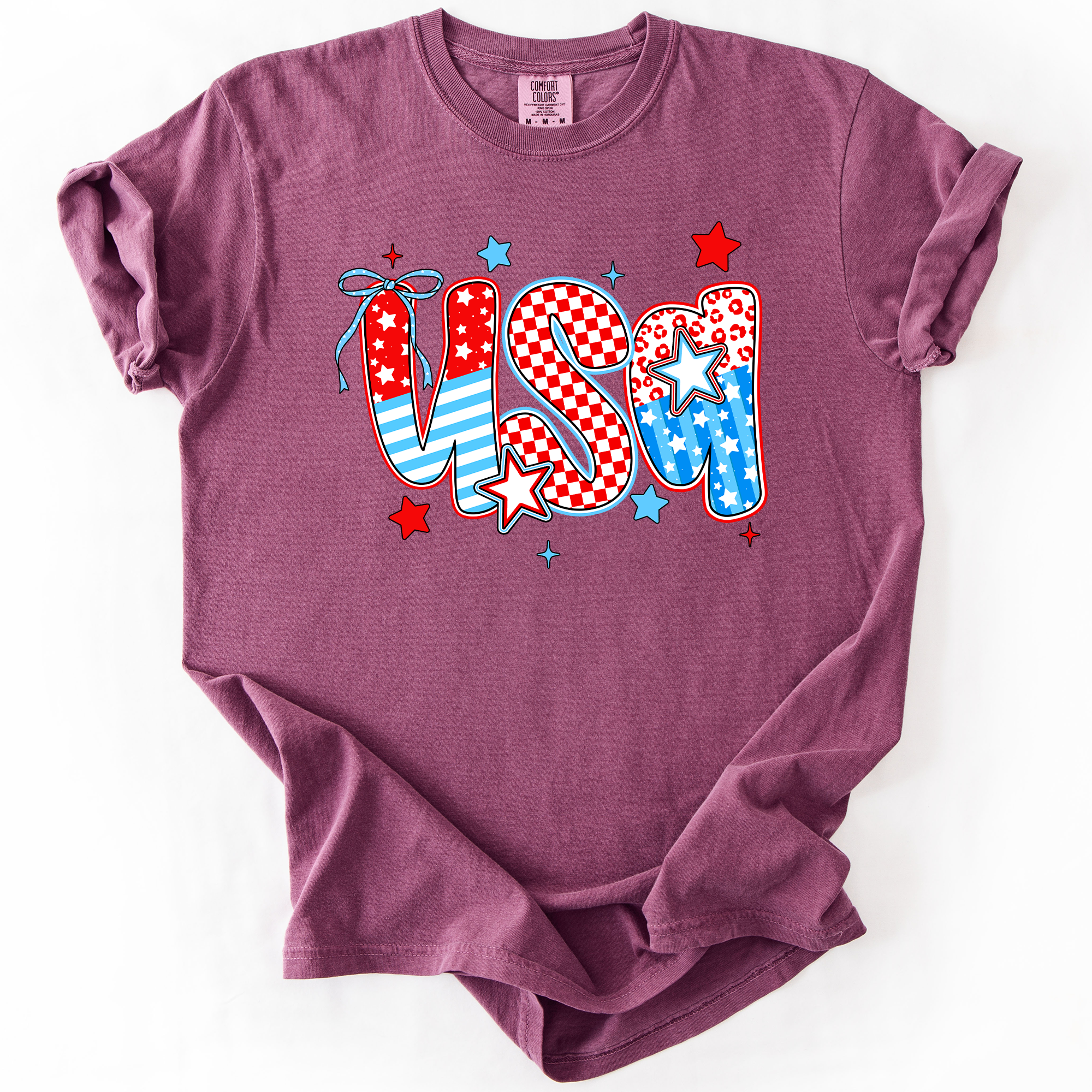 USA, Patriotic Patterns, Bow, Fourth of July, America, Comfort Colors T-Shirt