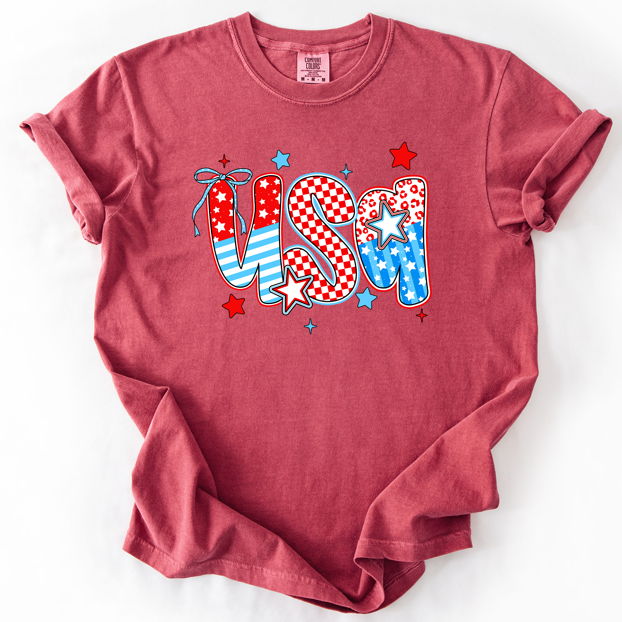 USA, Patriotic Patterns, Bow, Fourth of July, America, Comfort Colors T-Shirt