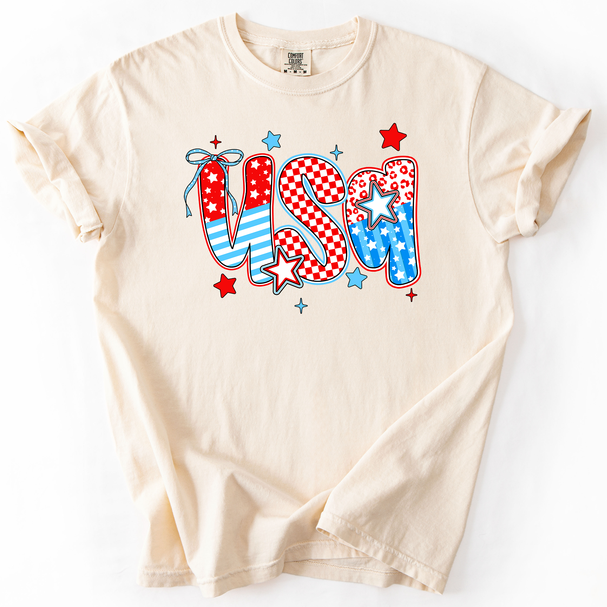 USA, Patriotic Patterns, Bow, Fourth of July, America, Comfort Colors T-Shirt
