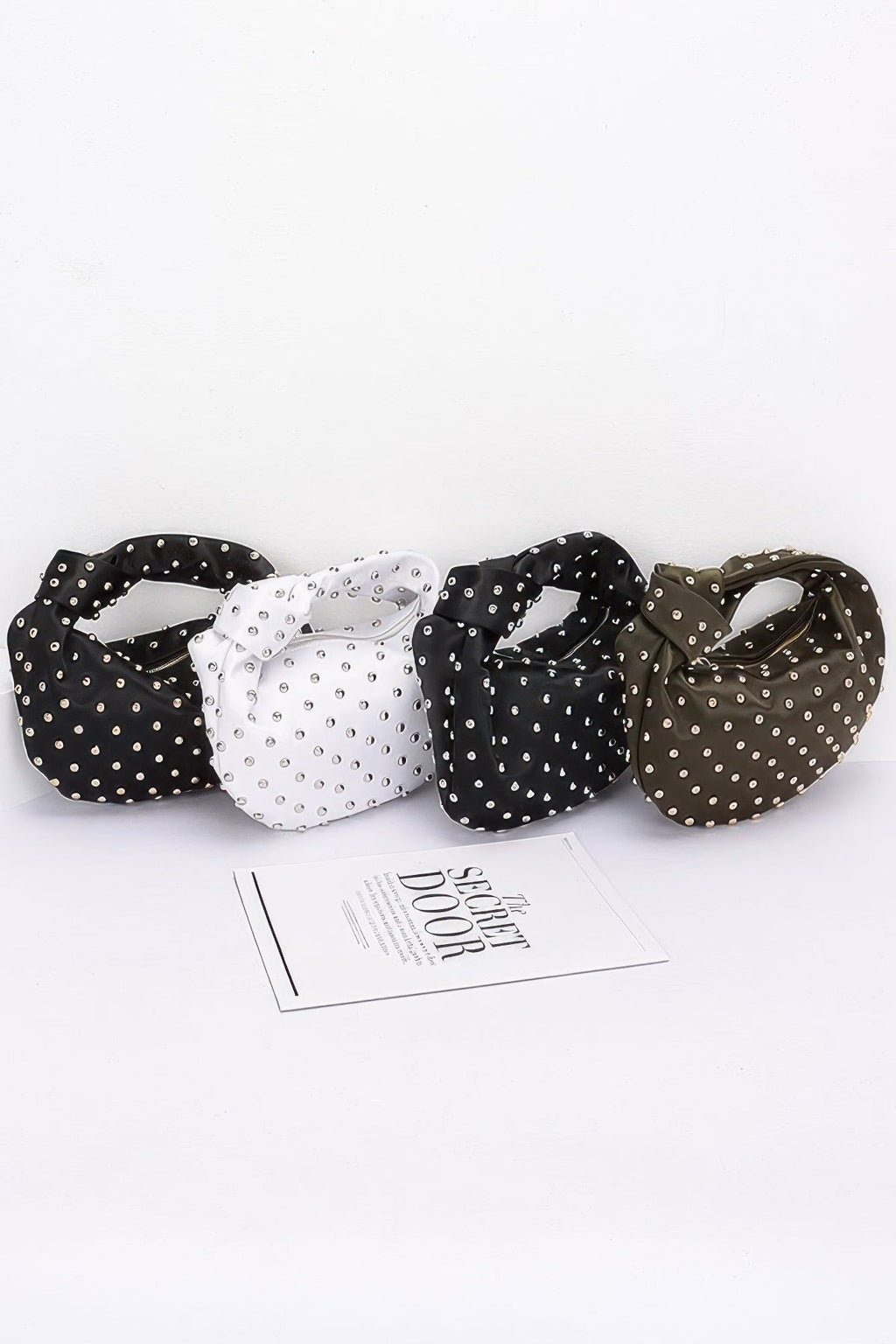 Satin Metal Studded Hobo Bag