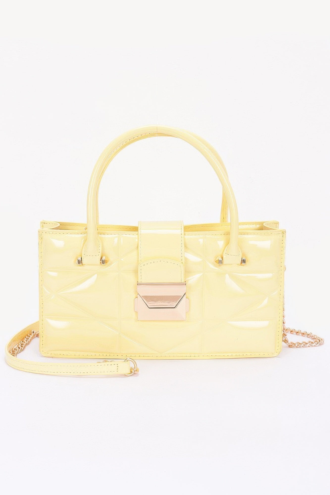 Embossed Enamel Handle Clutch