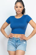 Damen Freizeit Crop Top Shirt – Kurzarm Rundhals Weiches Bequemes Sommer-Oberteil