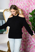 WT0003 COLD SHOULDER SWEATER TOP