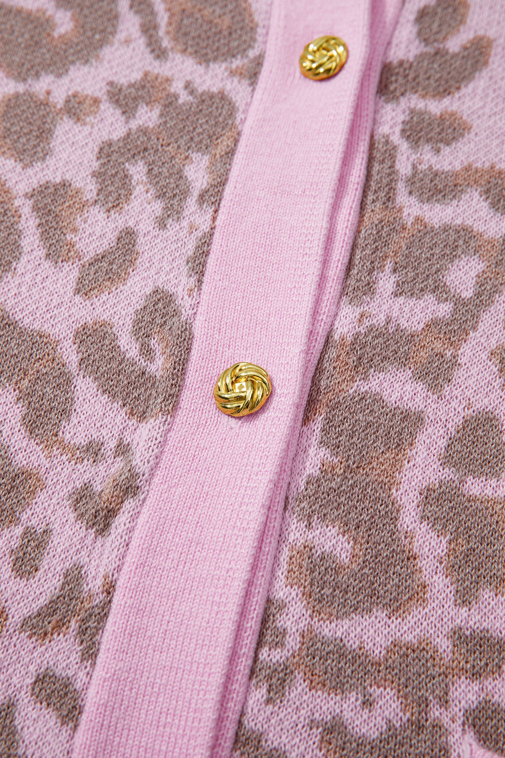 Pink Leopard Button Down Short Sleeve Sweater Cardigan