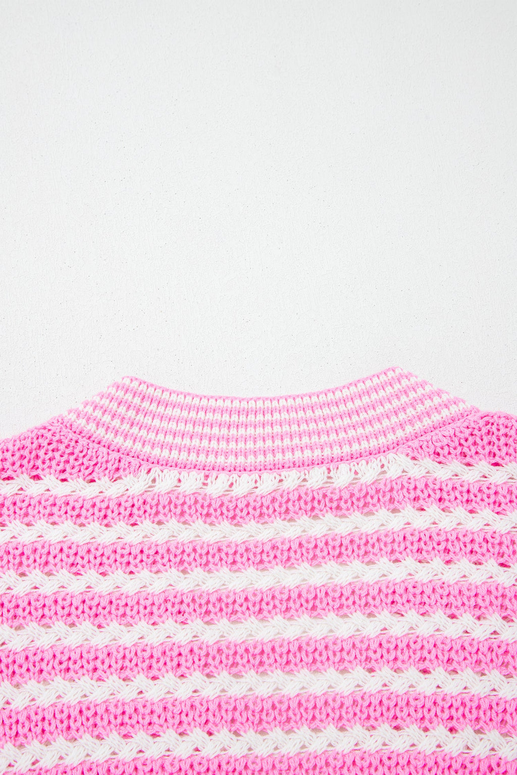 Pink Stripe Short Sleeve Knit V Neck Bow Knot Sweater