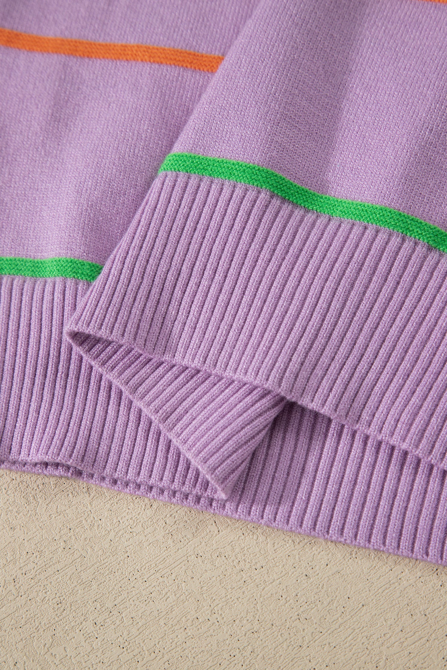 Purple Stripe Round Neck Knitted Sweater Tank