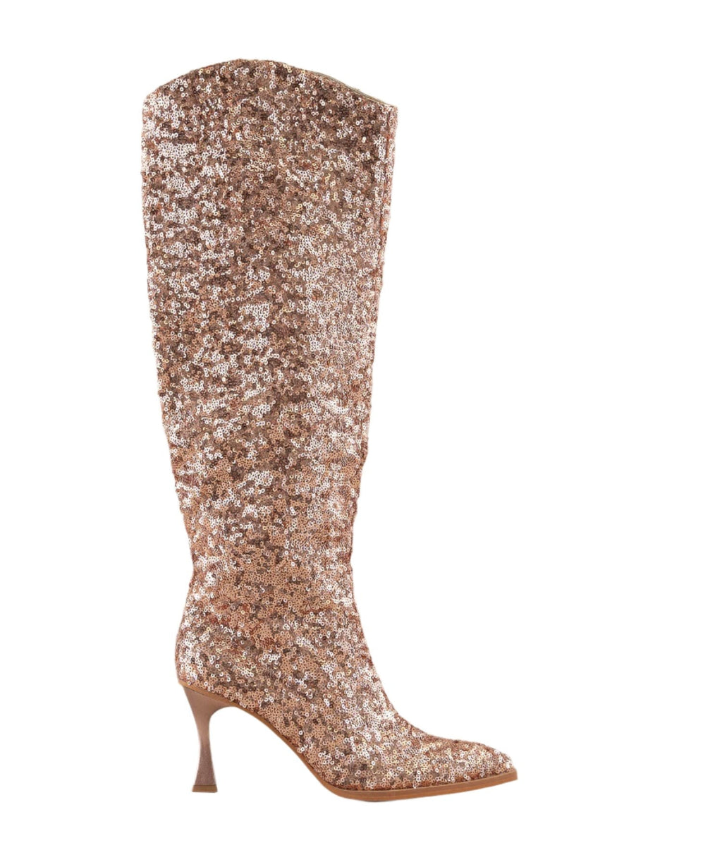 The Jewel Rose Gold | Knee High Sequin Boots