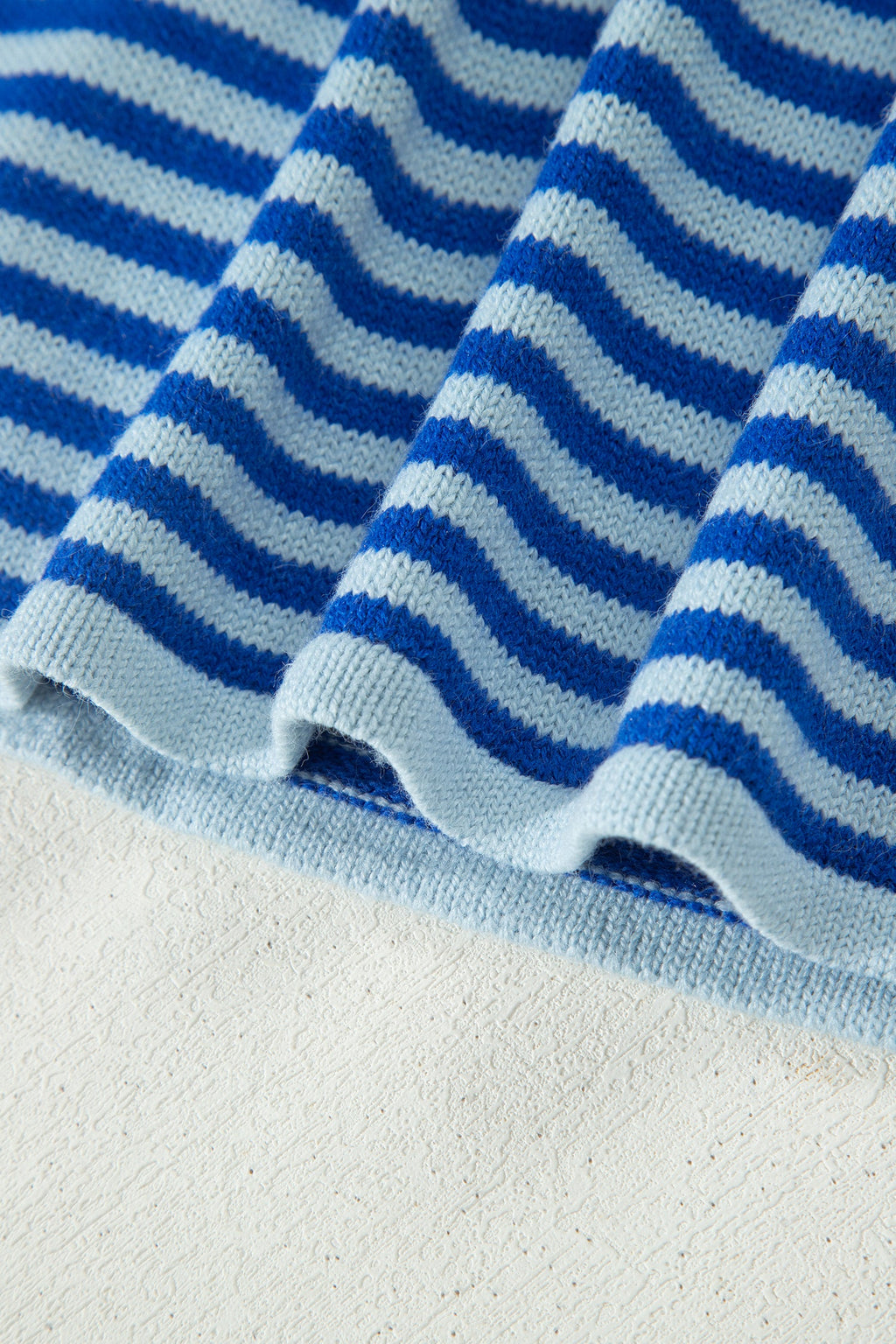 Blue Stripe Loose Half Sleeve Knit Button Down Sweater Cardigan