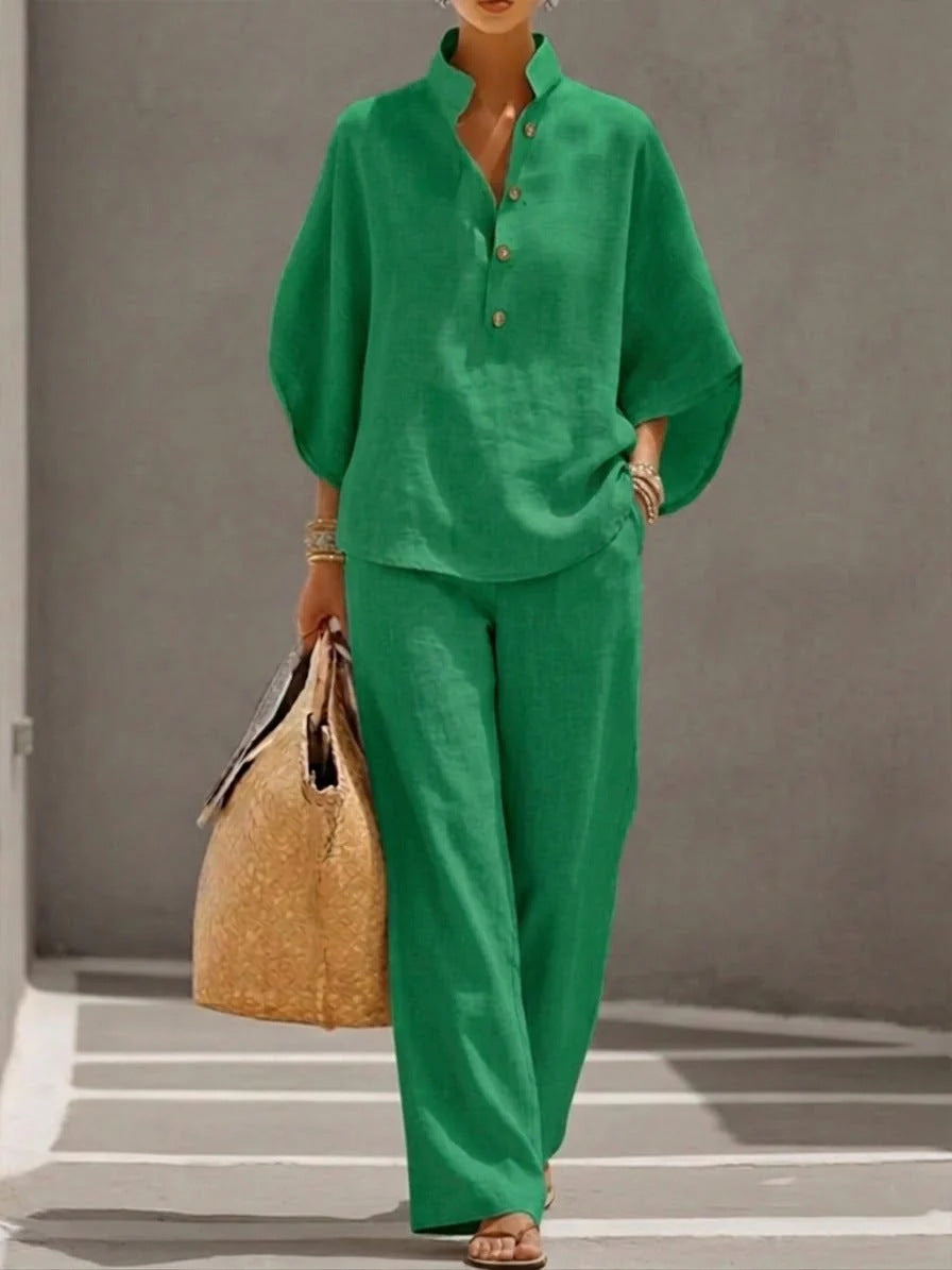 Damen-Freizeithemd und lange Hose Set