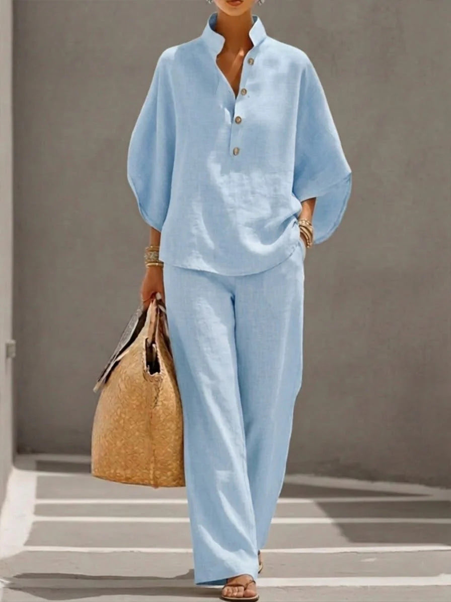 Damen-Freizeithemd und lange Hose Set