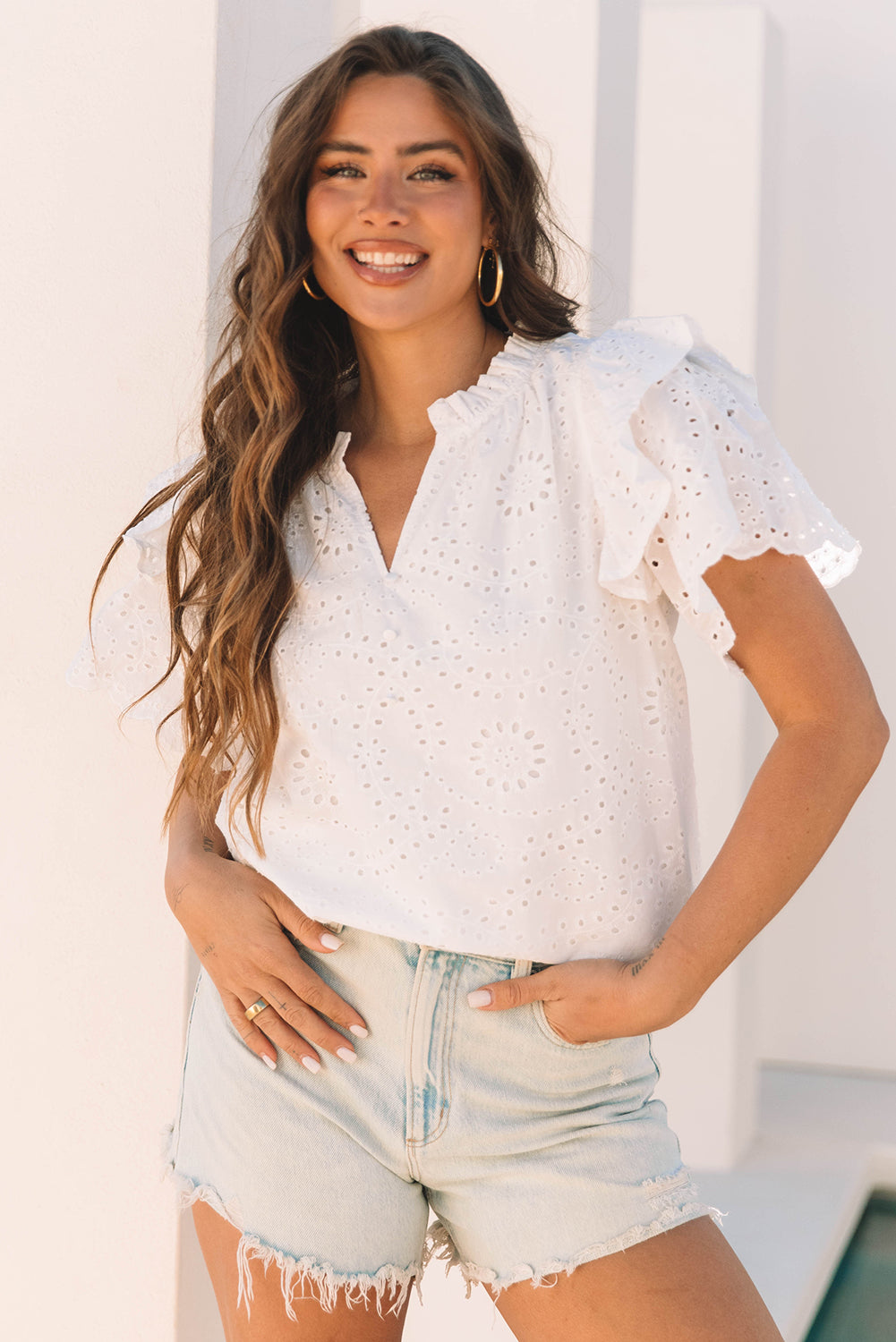 Aspyn Ruffle Short Sleeve Blouse