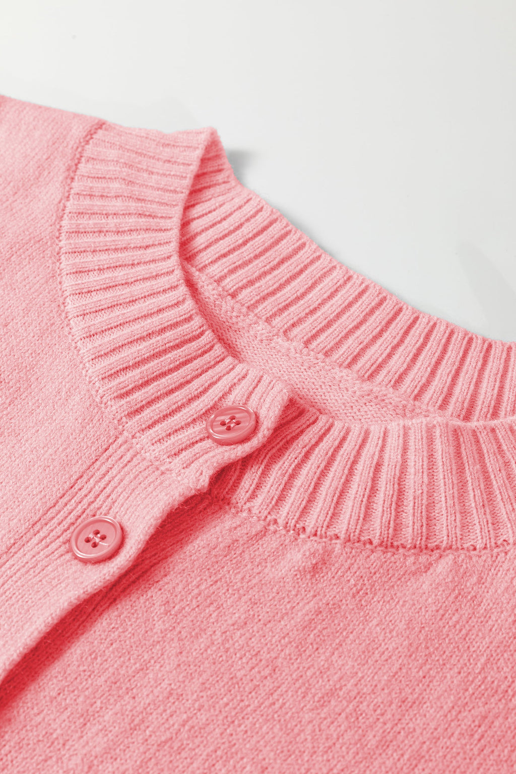Peach Blossom 3/4 Sleeve Boxy Knit Button Down Sweater Cardigan