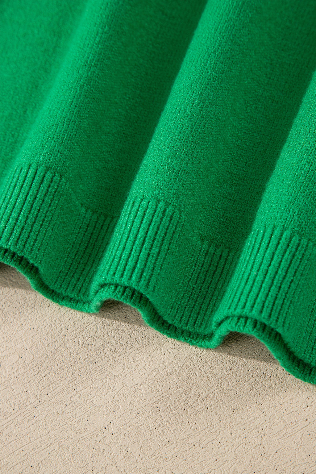 Bright Green Shiny Lucky Striped Flutter Sleeve Round Neck Sweater