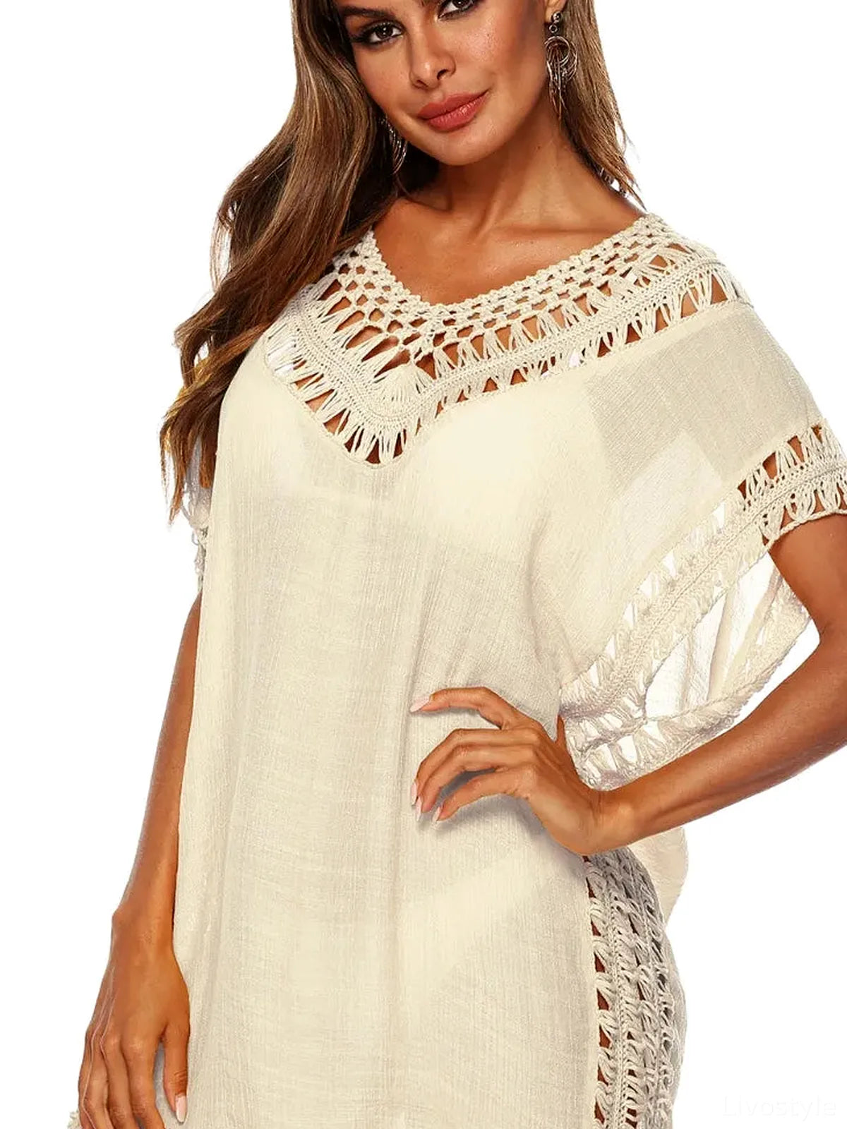 Bohemian Crochet Trim Beach Cover Up Dress