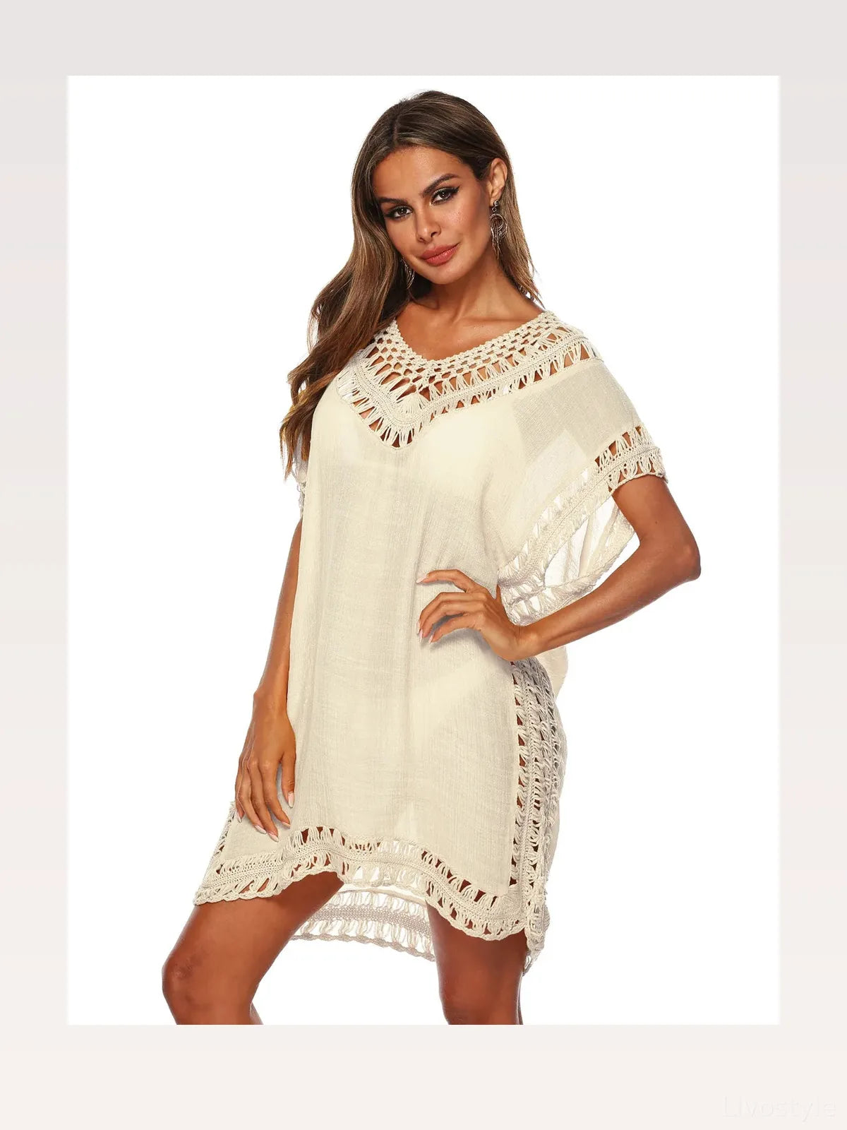 Bohemian Crochet Trim Beach Cover Up Dress
