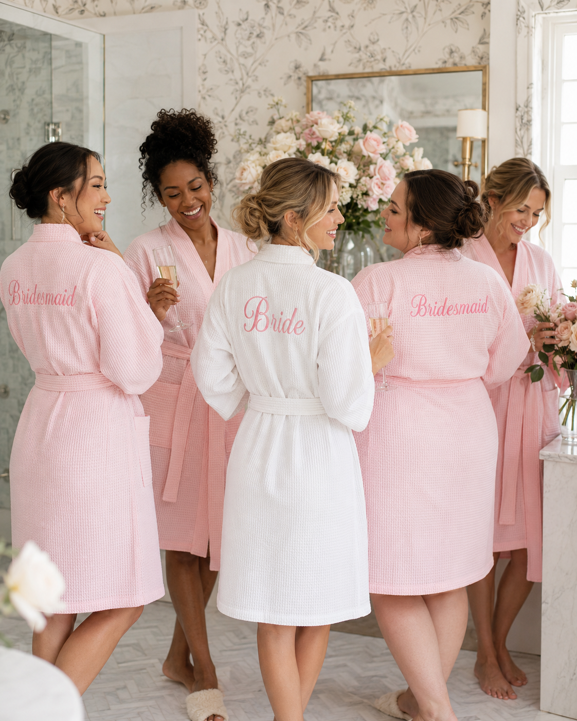 Knee-Length Waffle Robe for Women