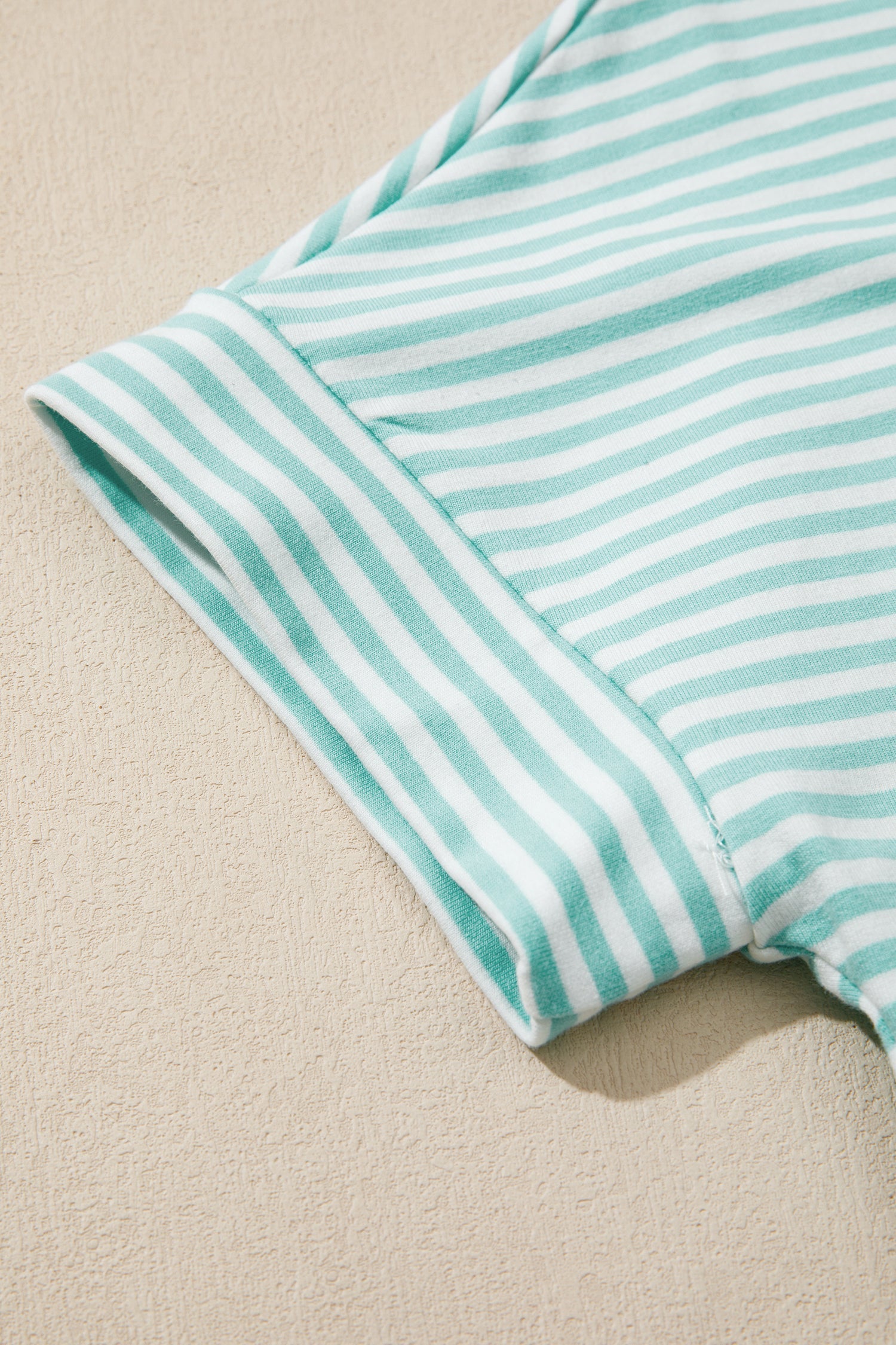 Stripe Contrast Mock Neck Tee & Shorts Set