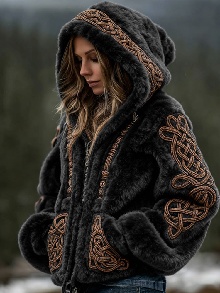 Womens Warm Hooded Zip-Up Cardigan Sweater