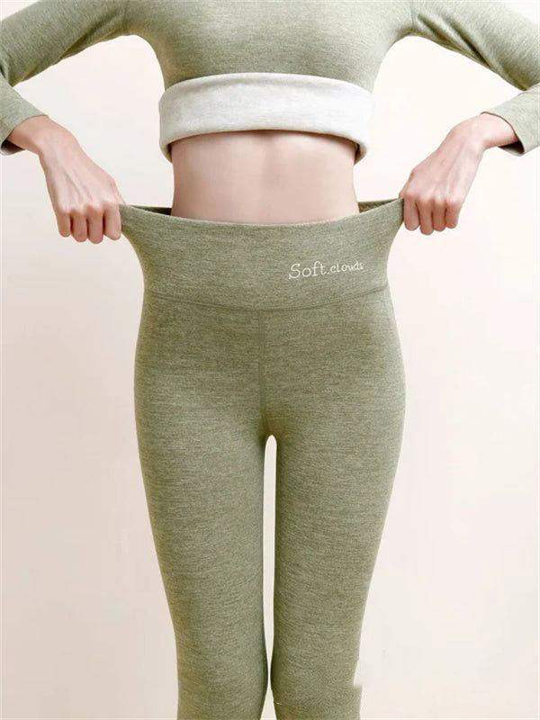 Damen High-Waist Shark Leggings mit Fleecefutter