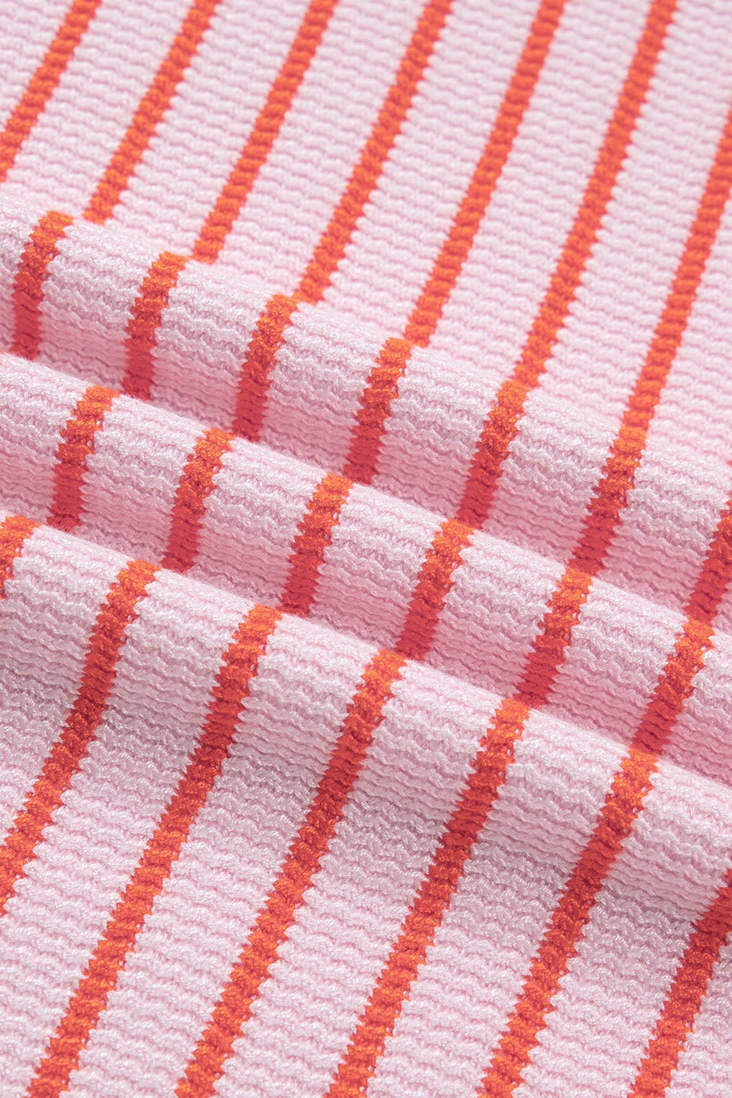 Pink Stripe Textured Knit Sleeveless Casual Sweater Top