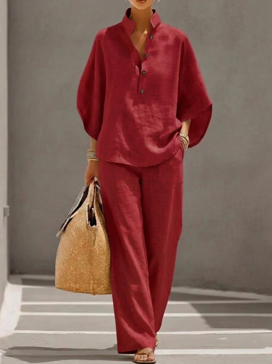 Damen-Freizeithemd und lange Hose Set