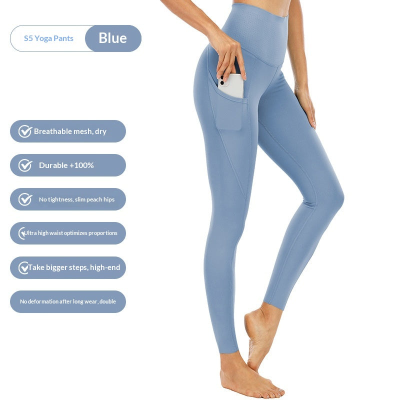 Damen-Stretch-Leggings mit hoher Taille und Taschen