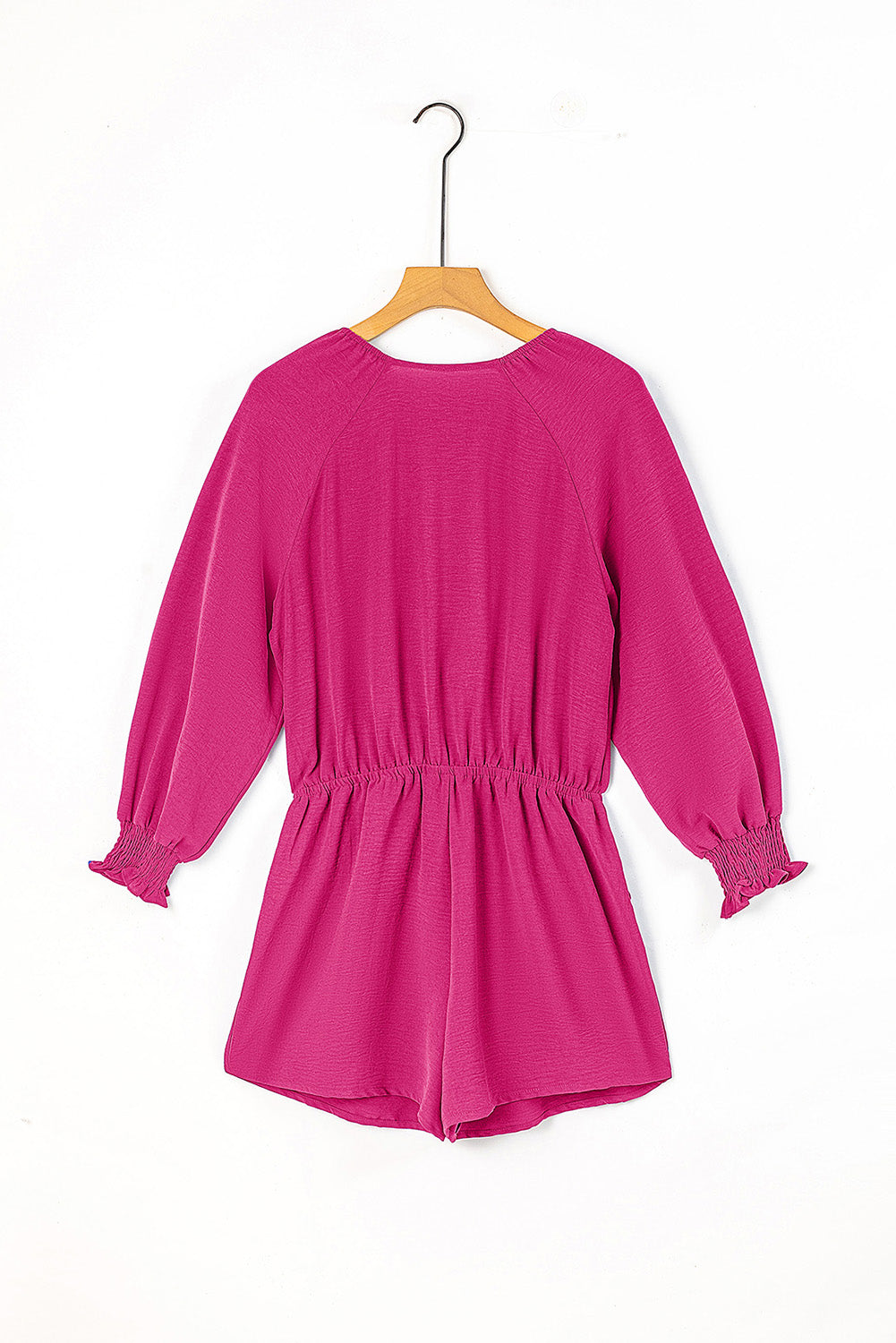Solid Tie Knot V-Neck Puff Sleeve Romper