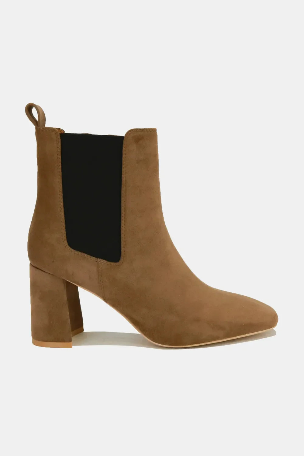 Fashion Faux Suede Block Heel Chelsea Boots with Elastic Side Panel