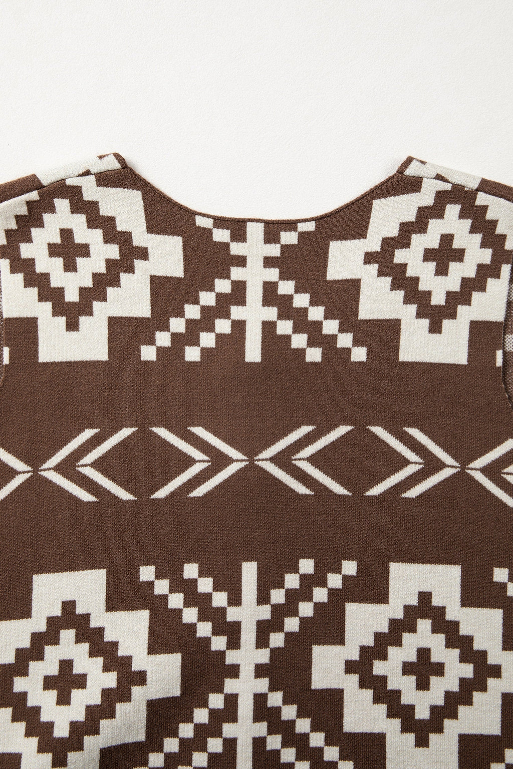 Brown Southwestern Aztec Button Square Neck Sweater Vest
