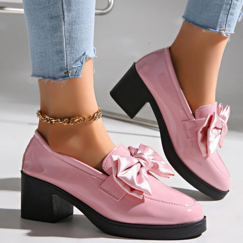 Womens Fashionable Bowtie Plus-Size High-Heel Pumps See size chart under “more details”