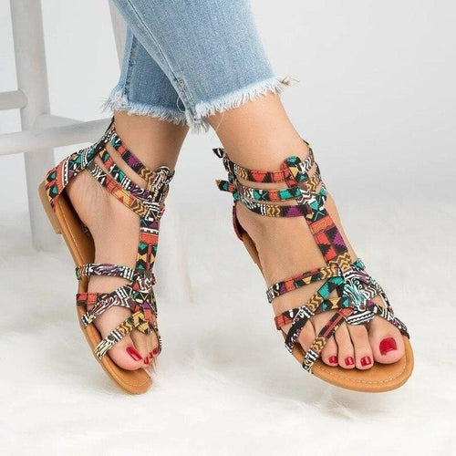 Lässige Sandalen Schuhe Damen Bunt Sommer Flache Knöchelriemen Sandalen Schuhe Flats Sandalen Für Damen Elegante Riemchensandalen Flach Offene Zehen Sandalen Weite Bequeme Ledersandalen