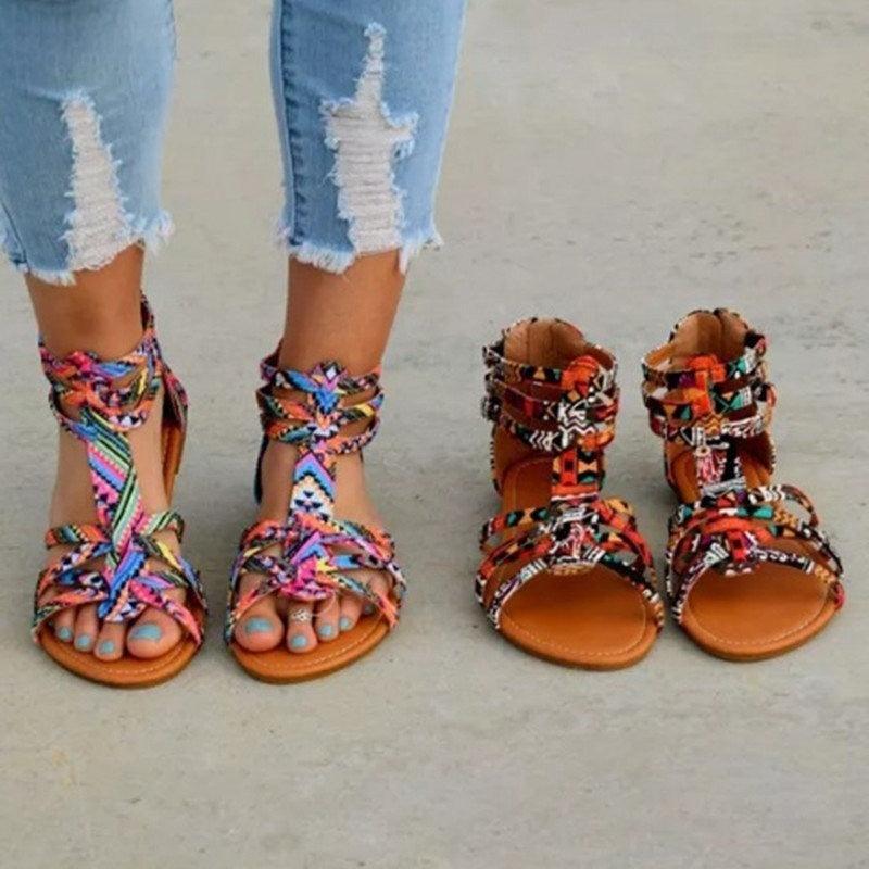 Casual Sandals Shoes Women Colorful Summer Flat Ankle Strap Sandals Shoes Flats Sandals For Women Dressy Strappy Flat Open Toe Sandals Wide Comfortable Leather Sandals