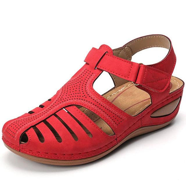 Classic Women Sandals New Summer Shoes Woman Heels Sandals For Casual Walking Platform Shoes Summer Vintage Sandals Hollow Closed Toe Casual Outdoor Ankle Strap Platform Shoes