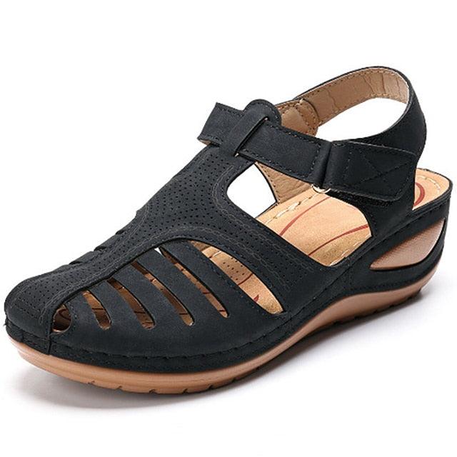 Classic Women Sandals New Summer Shoes Woman Heels Sandals For Casual Walking Platform Shoes Summer Vintage Sandals Hollow Closed Toe Casual Outdoor Ankle Strap Platform Shoes