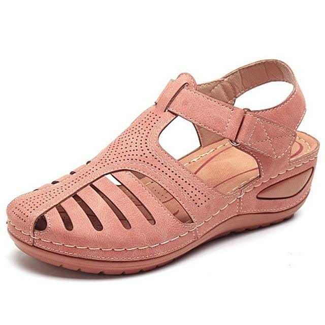 Classic Women Sandals New Summer Shoes Woman Heels Sandals For Casual Walking Platform Shoes Summer Vintage Sandals Hollow Closed Toe Casual Outdoor Ankle Strap Platform Shoes