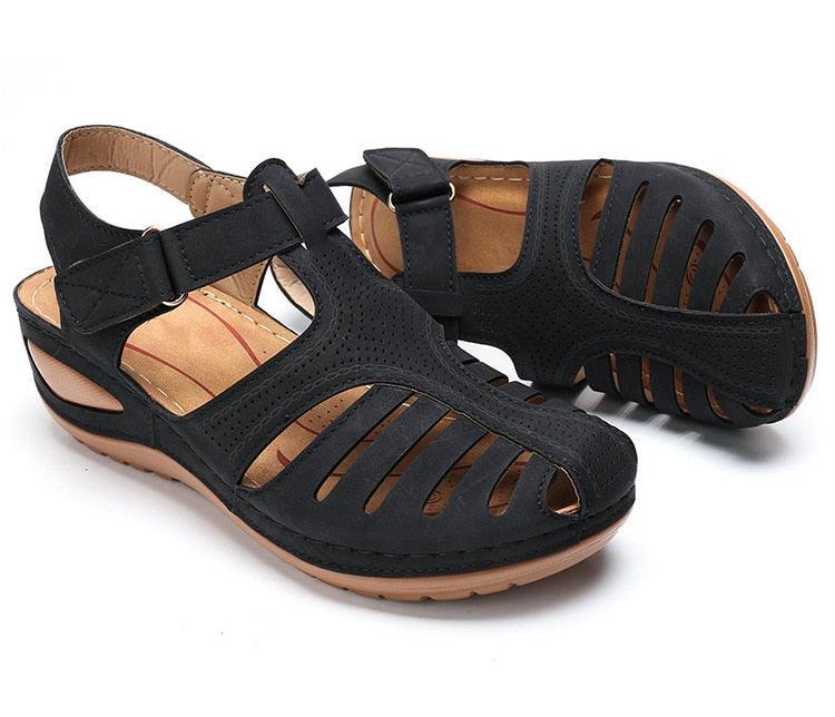 Classic Women Sandals New Summer Shoes Woman Heels Sandals For Casual Walking Platform Shoes Summer Vintage Sandals Hollow Closed Toe Casual Outdoor Ankle Strap Platform Shoes