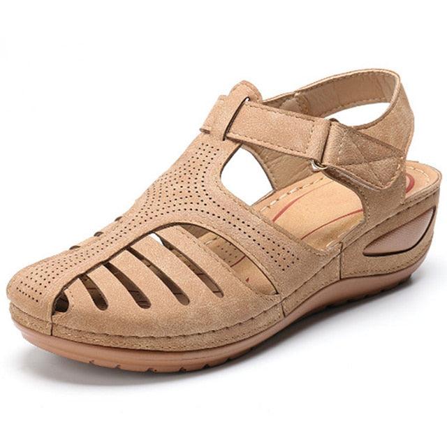 Classic Women Sandals New Summer Shoes Woman Heels Sandals For Casual Walking Platform Shoes Summer Vintage Sandals Hollow Closed Toe Casual Outdoor Ankle Strap Platform Shoes