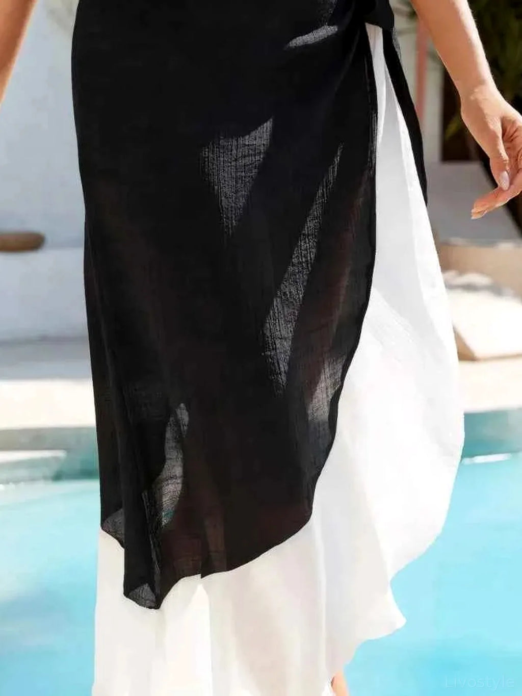 Contrast Tied Swim Cover Up Skirt