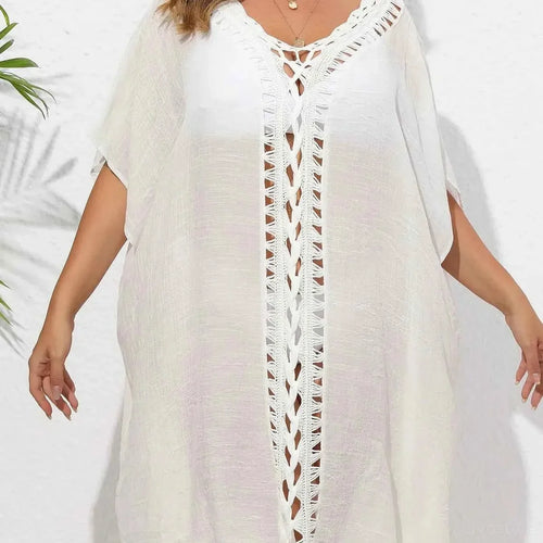 Crochet Trim V-Neck Beach Cover Up Dress