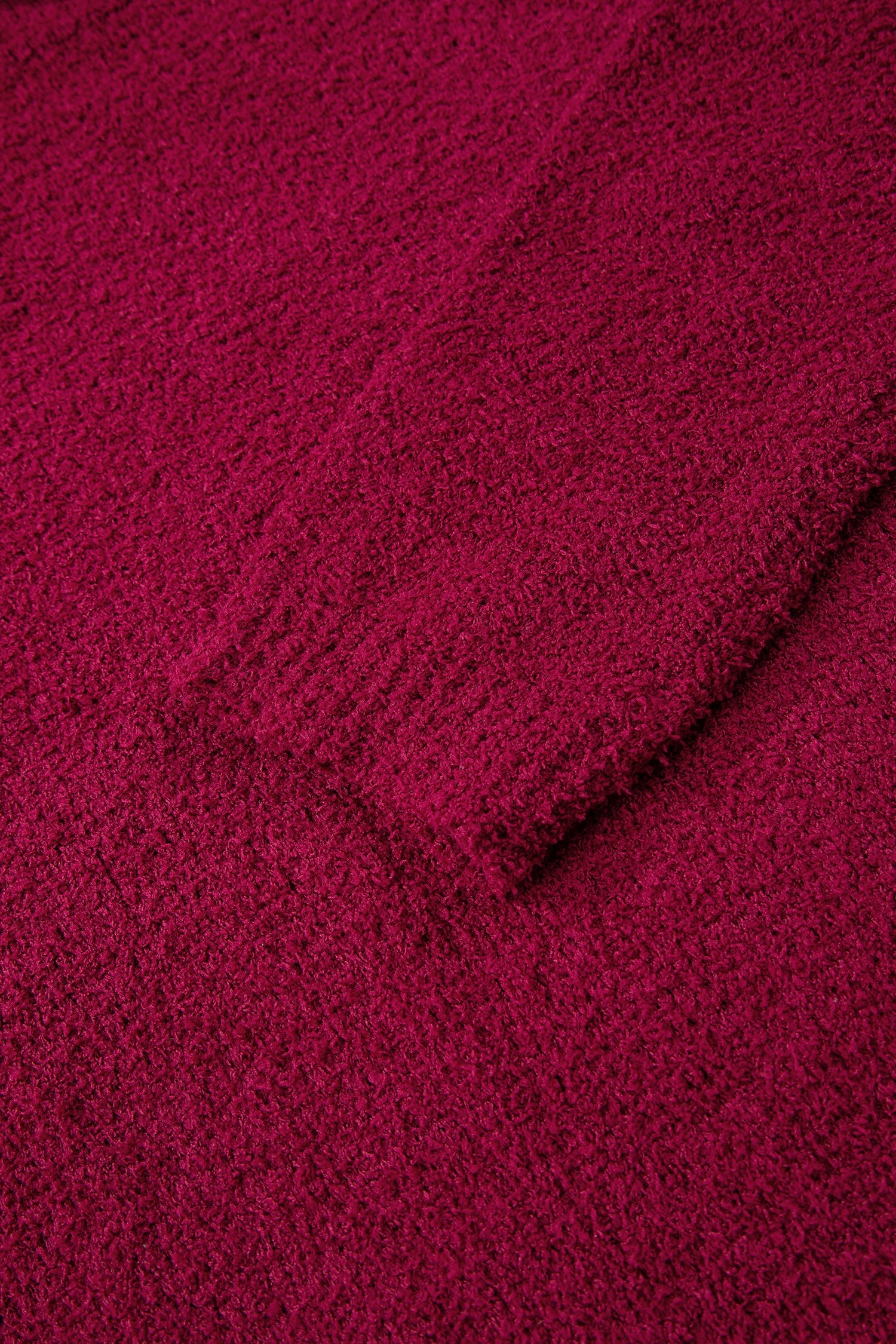 Burgundy Popcorn Mock Neck Solid Sweater