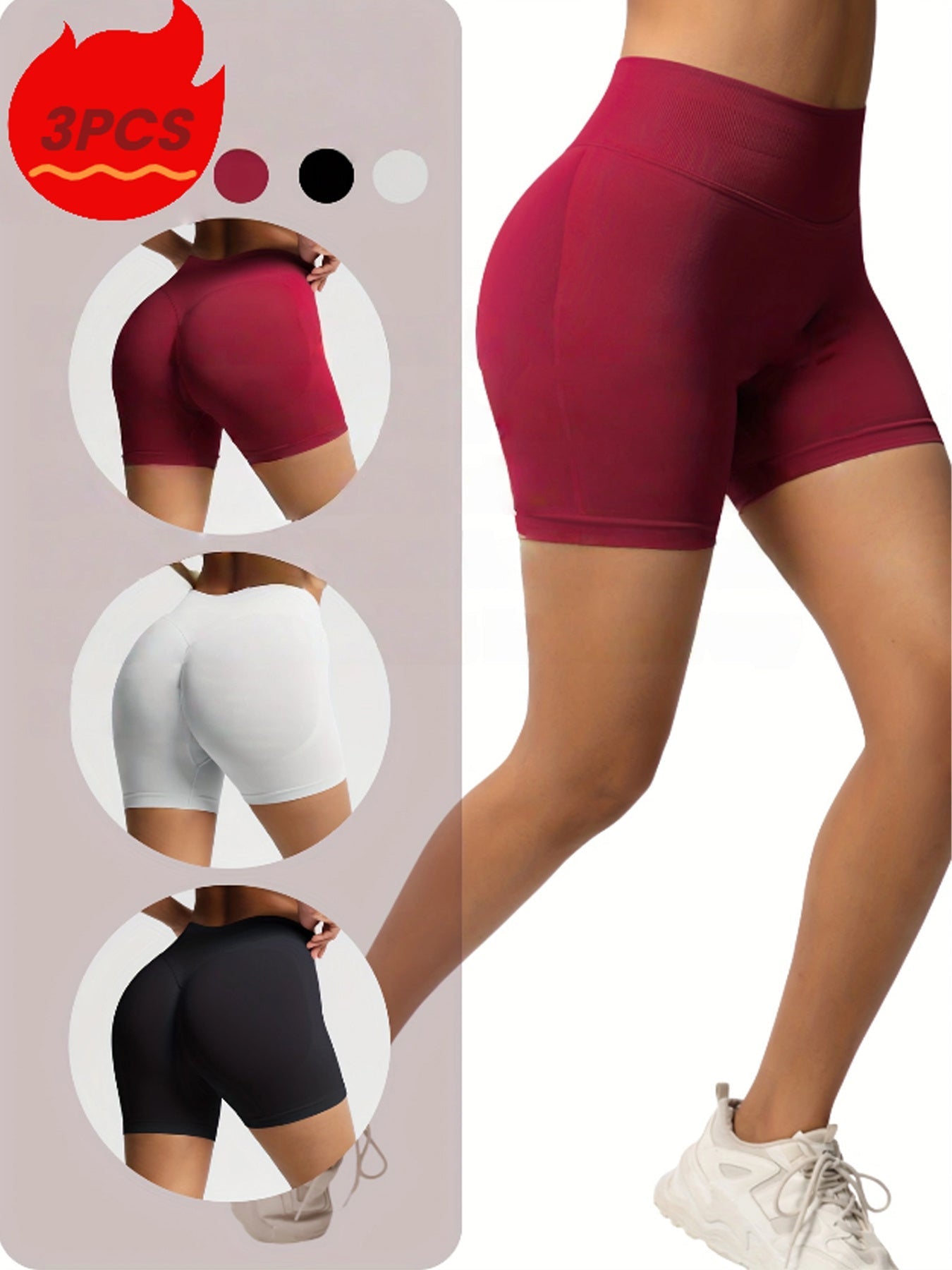 3er-Pack nahtlose Workout-Shorts für Damen