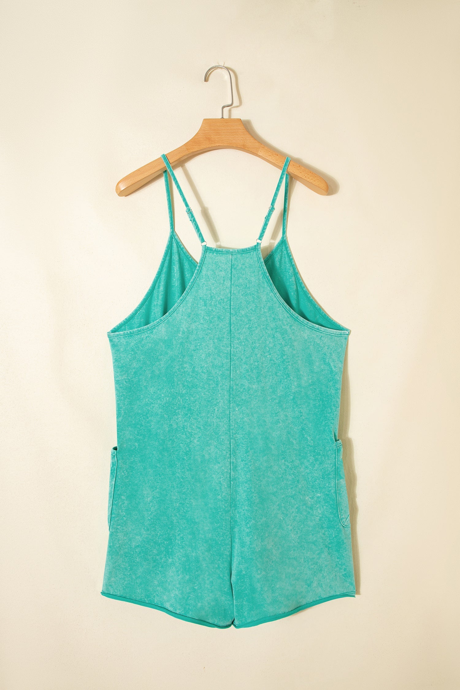 Mineral Wash Spaghetti Strap Pocketed Romper
