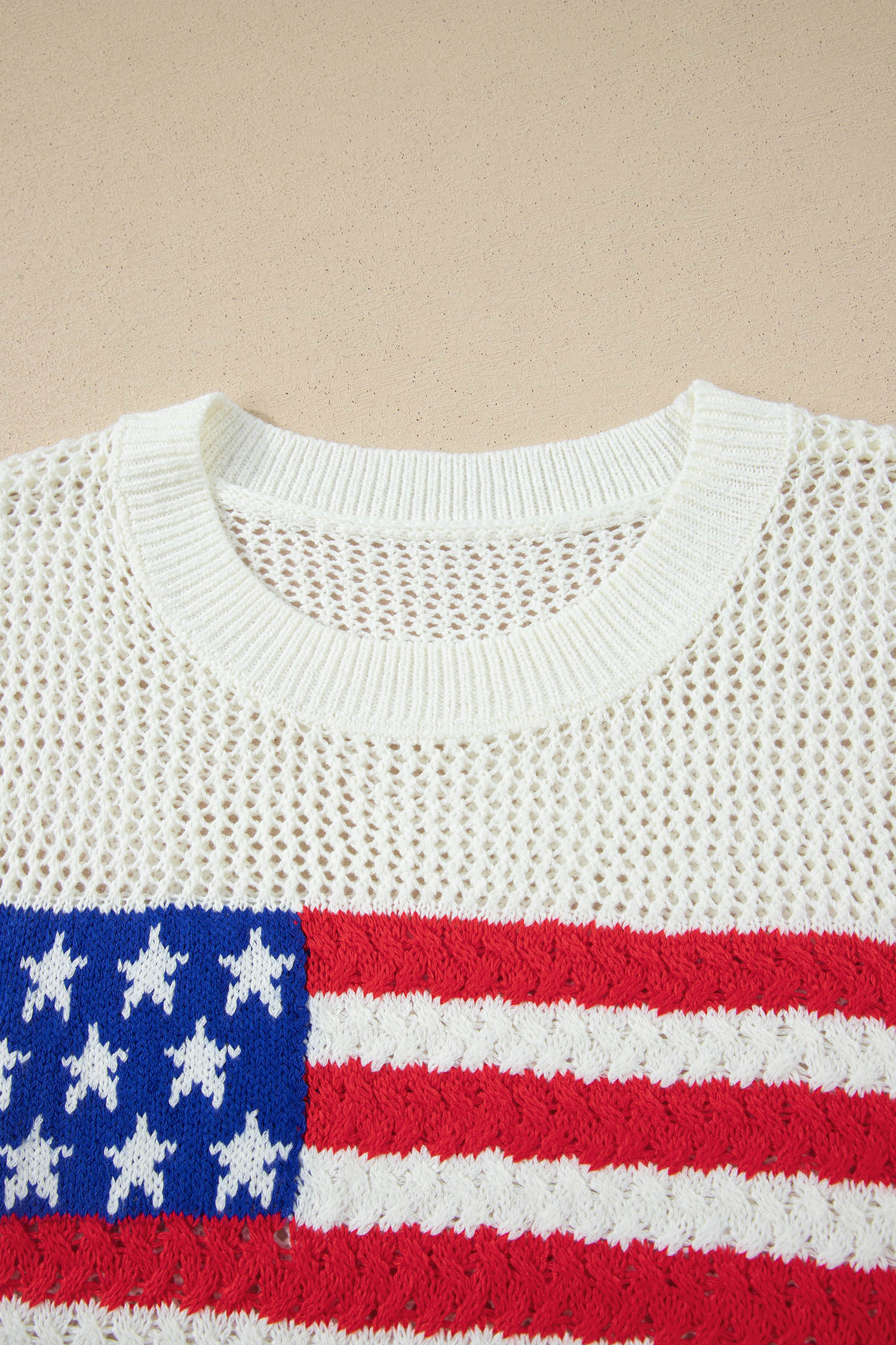 Fiery Red Flag Graphic Short Sleeve Sweater Top