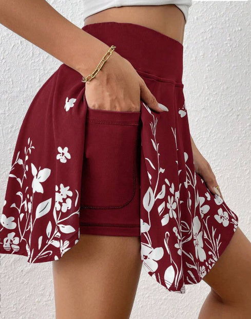 🌼 Damen-Shorts mit hohem Bund, minimalistischem Blumenmuster und Taschen
