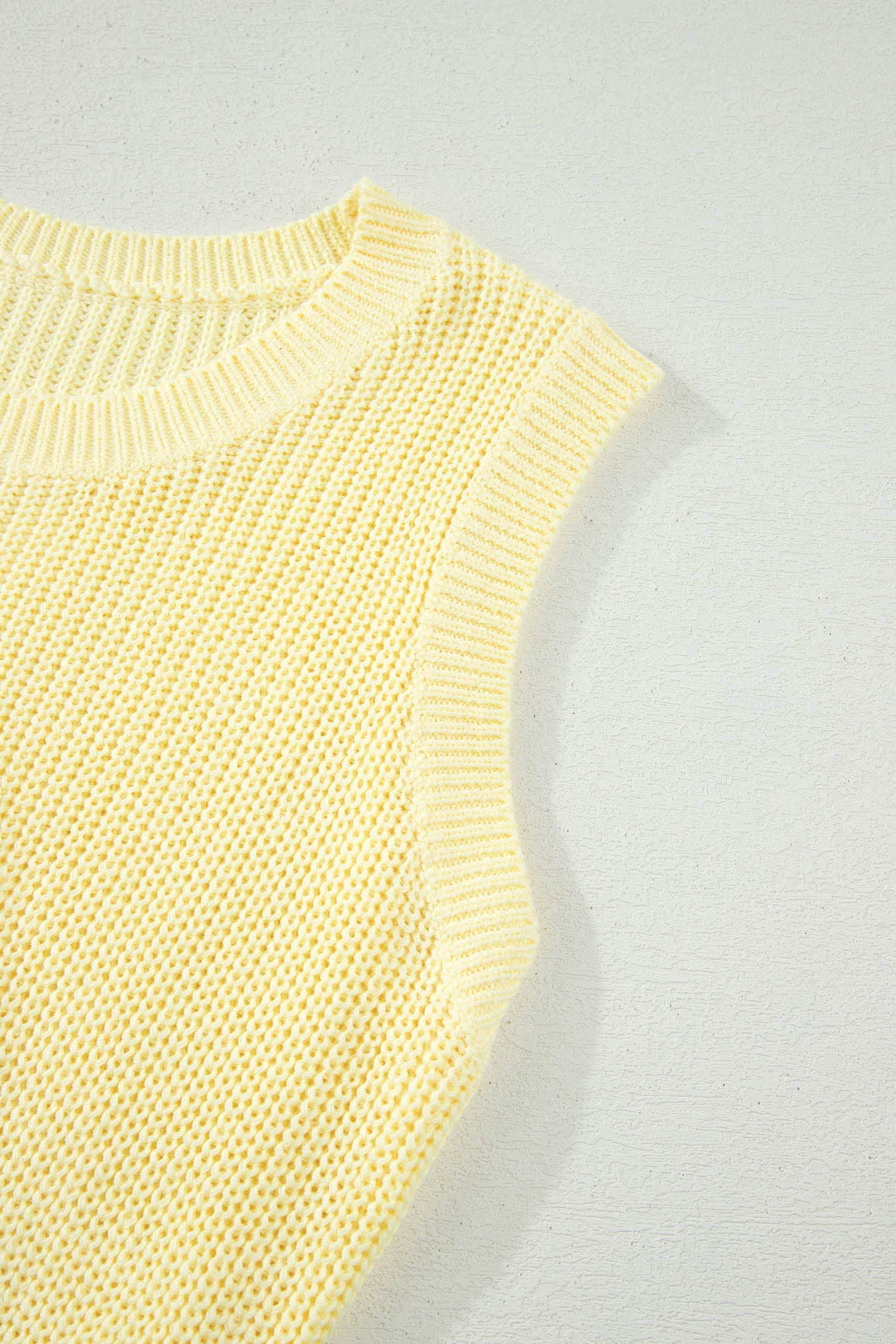 Yellow Cream Solid Color Cropped Knit Knot Back Cutout Sweater Tank